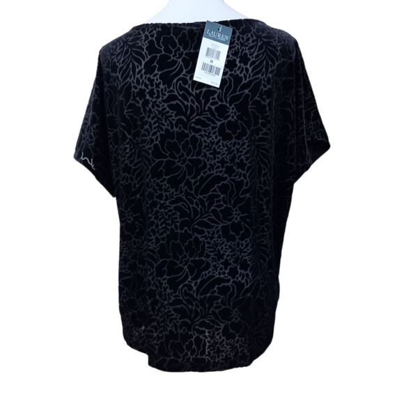 NEW RALPH LAUREN Velvet Burnout Top Blouse Loose Medium Dressy Career Layer Goth - Picture 2 of 8